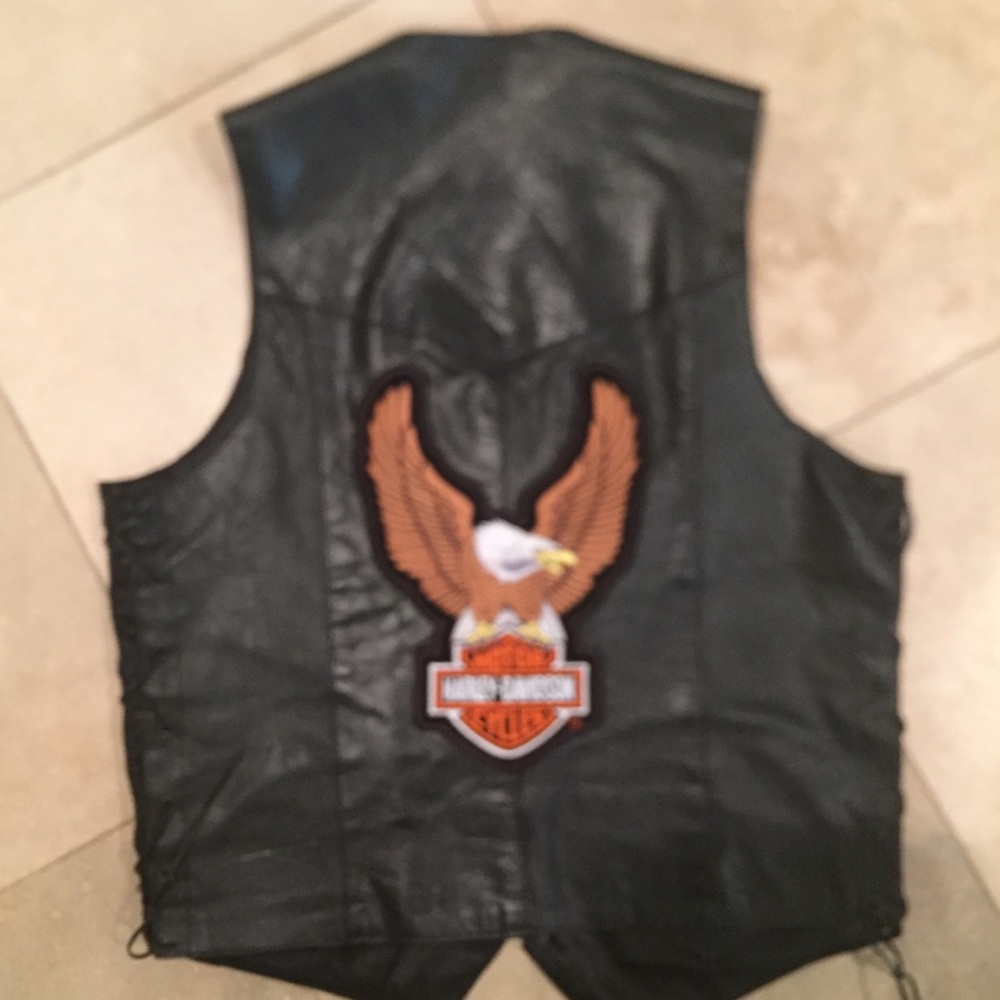 Leather side lace Harley Eagle Men’s Vest
